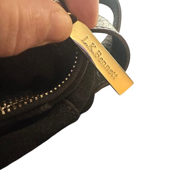 L.K. Bennett Brown Leather Suede Shoulder Bag Tote Slouchy Classic Elegant - Picture 4 of 13